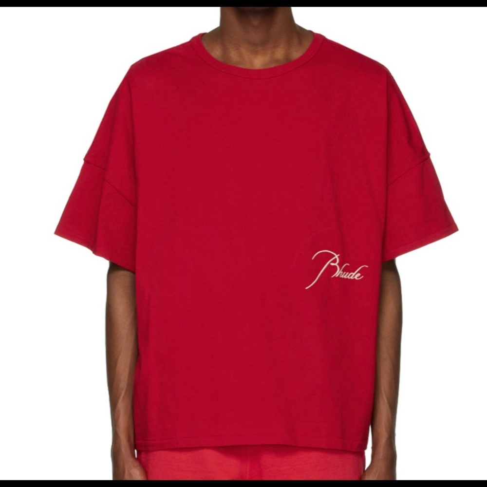 Rhude Reverse Tee in Cherry Red